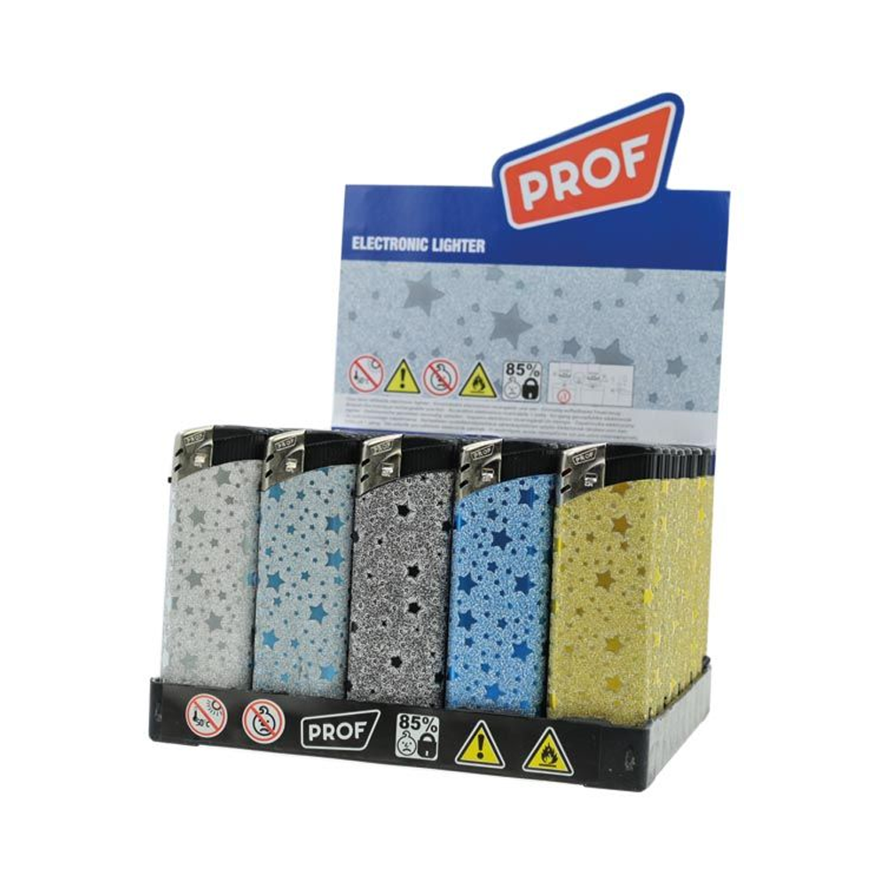Lighter Elect. Stars Glitter Prof 5 Ass. In Dis.