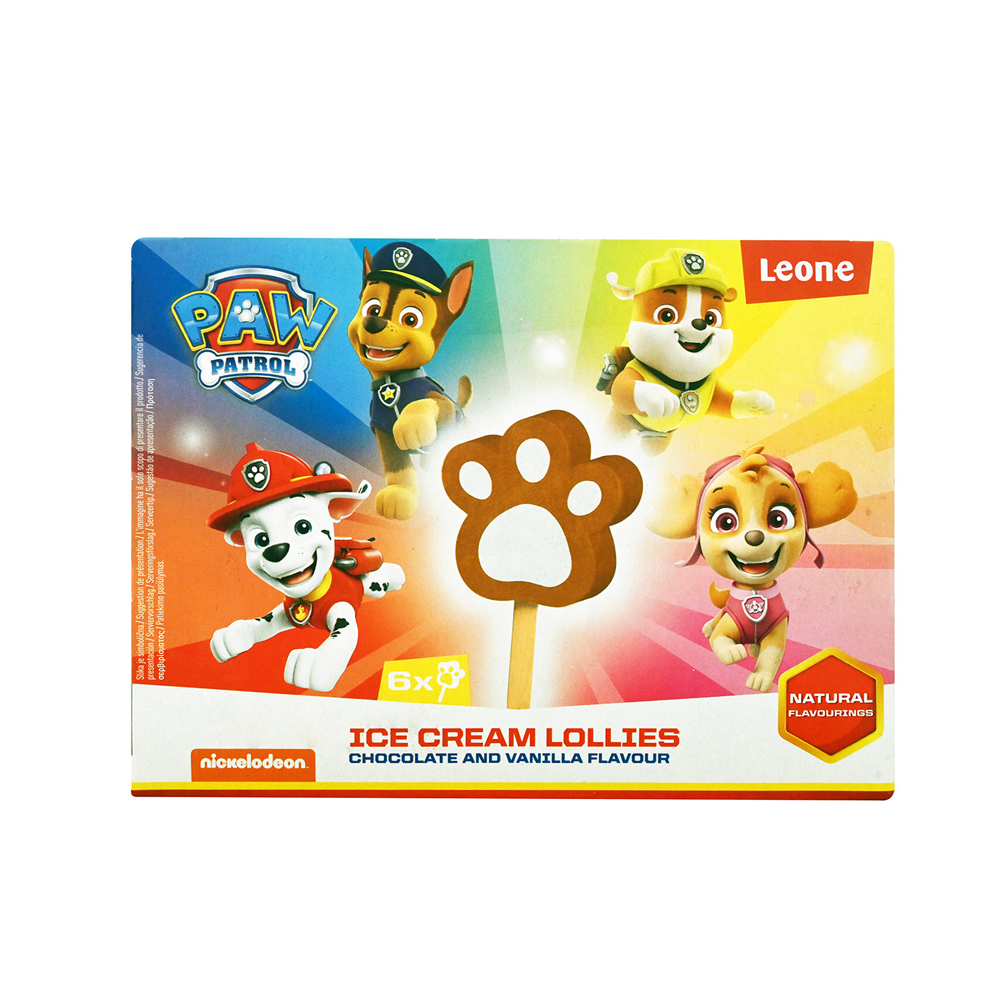 Leone Paw Patrol Multi-Pack Ice Cream Chocolate & Vanilla Stick 6X33g