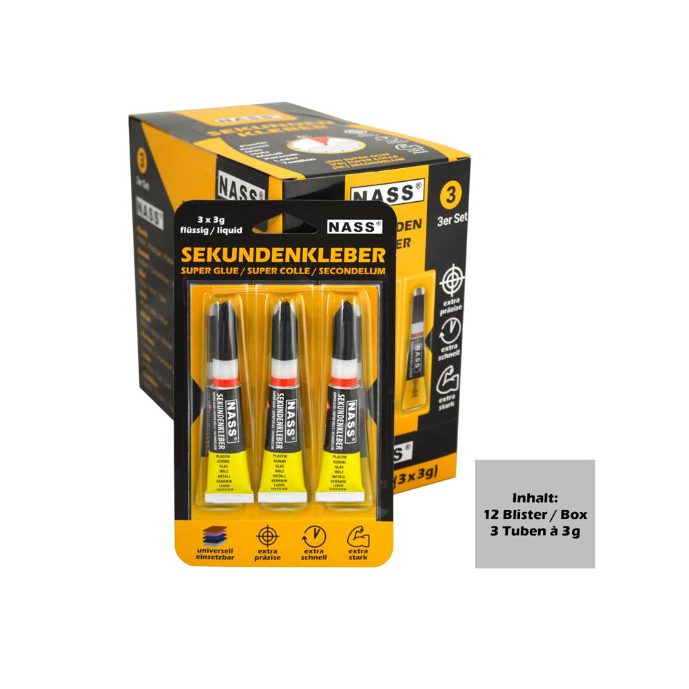 Sekundenkleber Super Glue 3X3g