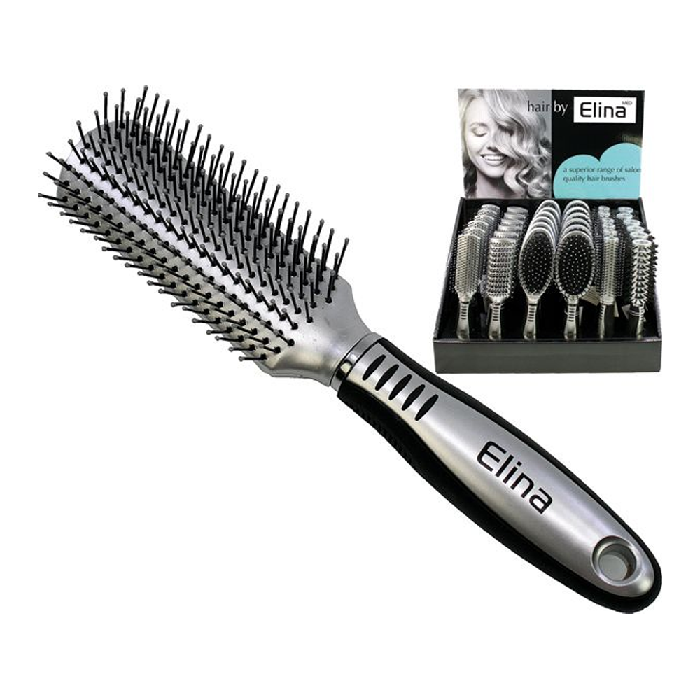 Elina Hairbrush Luxury Rubber Grip Disp. 6 Styles Asstd