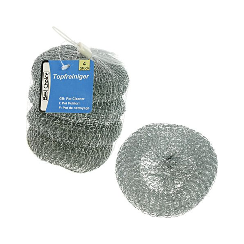 Pot Cleaner Metal 4Pcs 10Cm Ea. 20g In Net