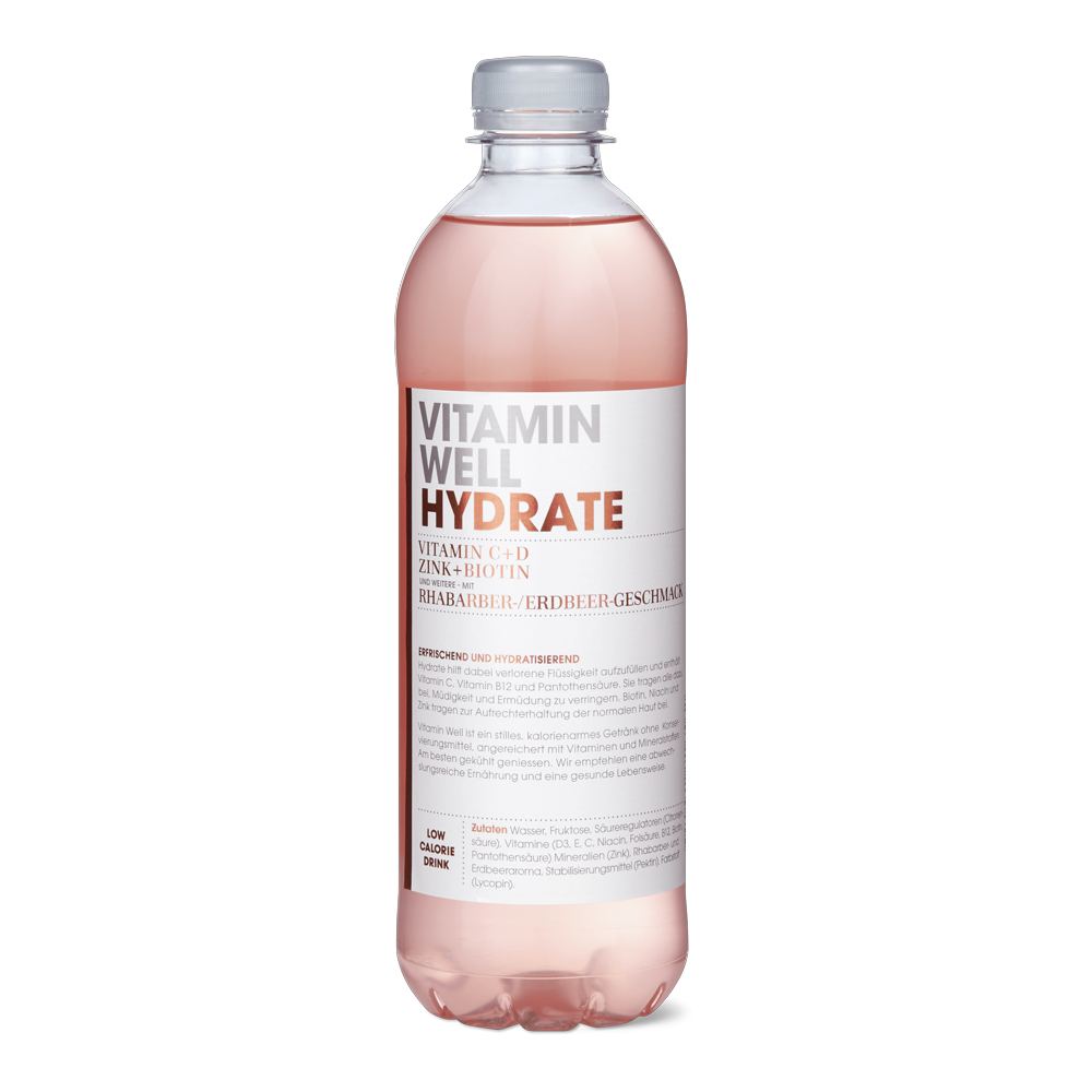 Vitamin Well Hydrate Rhubarb/Strawberry Flavour 500ml