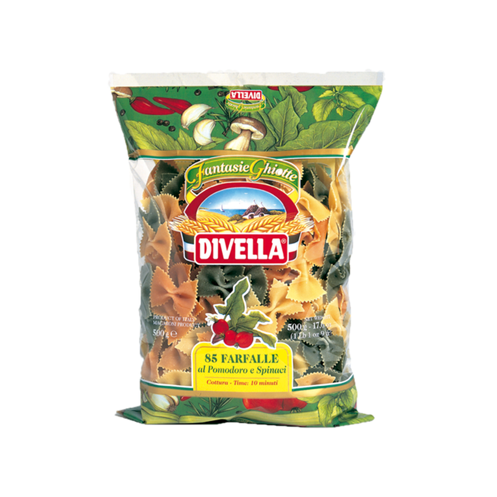 Divella Farfalle Tricolor Tomate Y Espinacas 500g