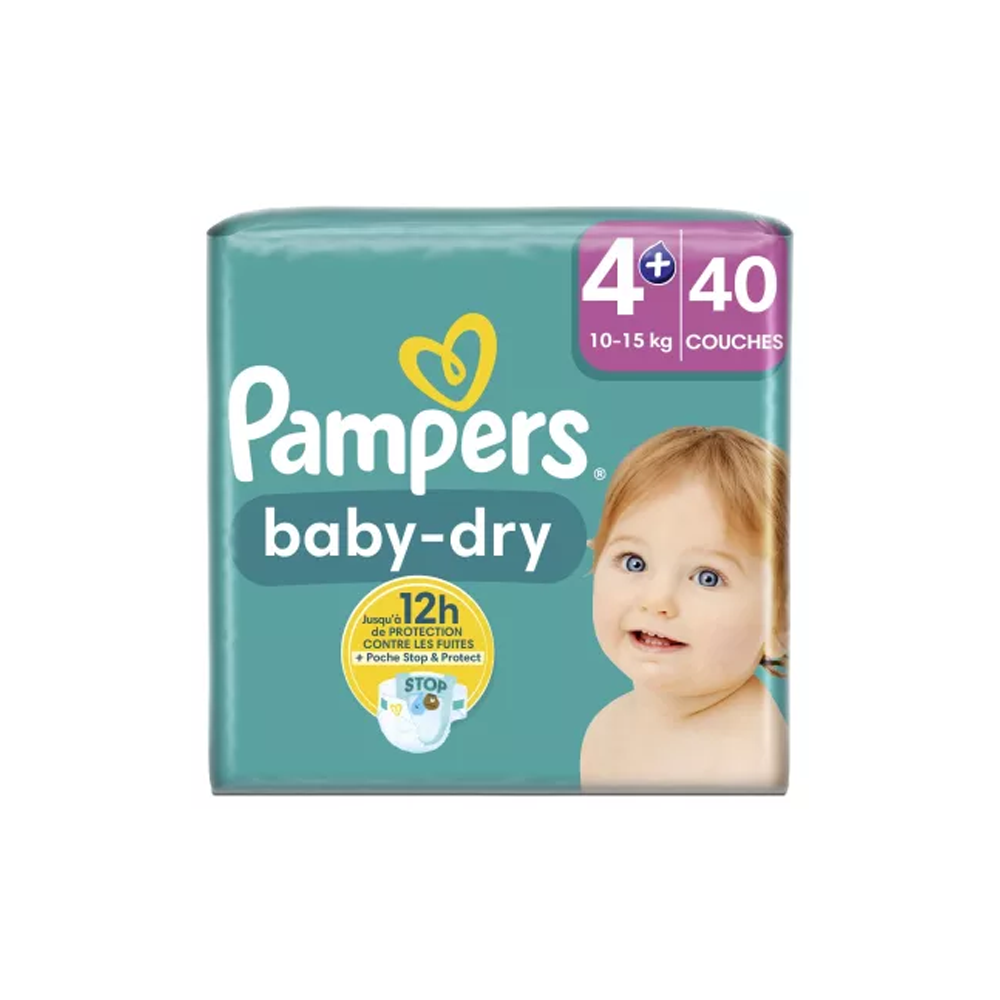 Couches Baby-Dry T4+ (10-15kg) X40 - Pampers