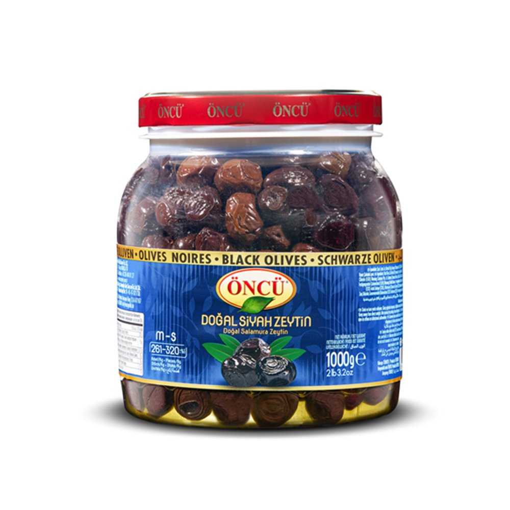 Öncü Doğal Siyah Zeytin 1000g M-S (281-320)