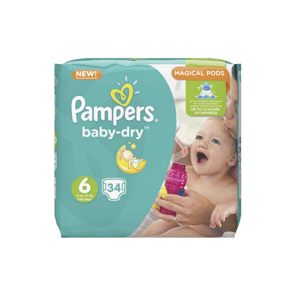 Pampers Baby Dry Einwegwindeln, Grösse 6 (13-18kg), 34 Stück